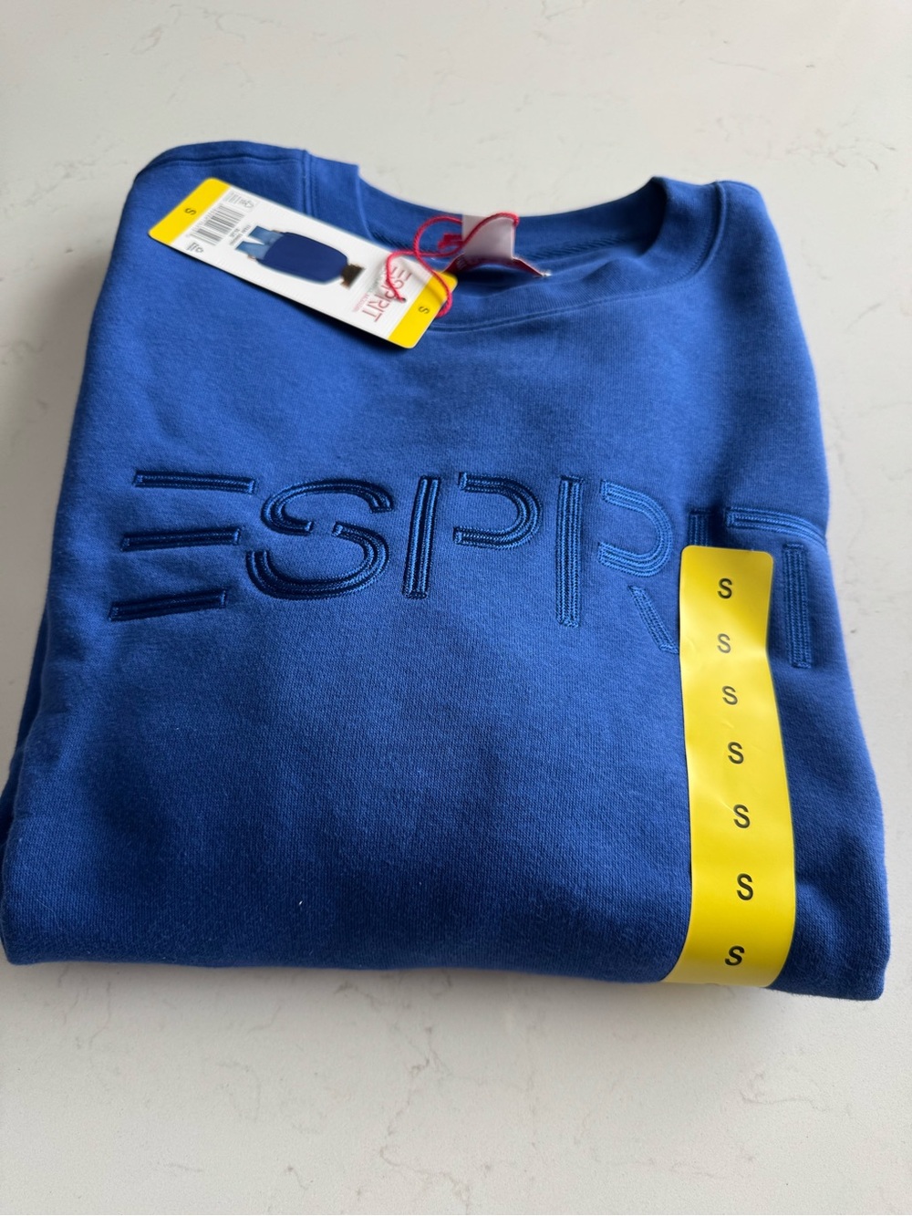 Esprit Women's Royal Blue Embroidered Logo Crewneck Sweatshirt